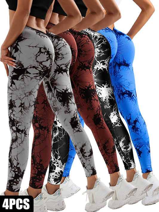 4 Pack Women's Scrunch High Waisted Workout Leggings