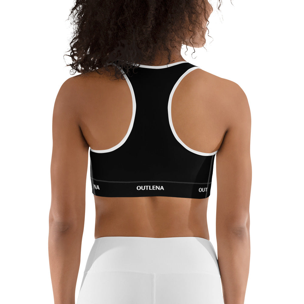 Elevate Contrast Sports Bra – Onyx Black