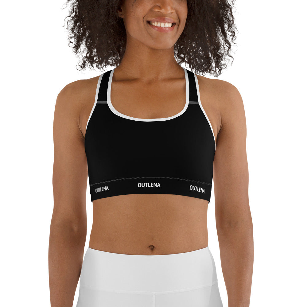 Elevate Contrast Sports Bra – Onyx Black