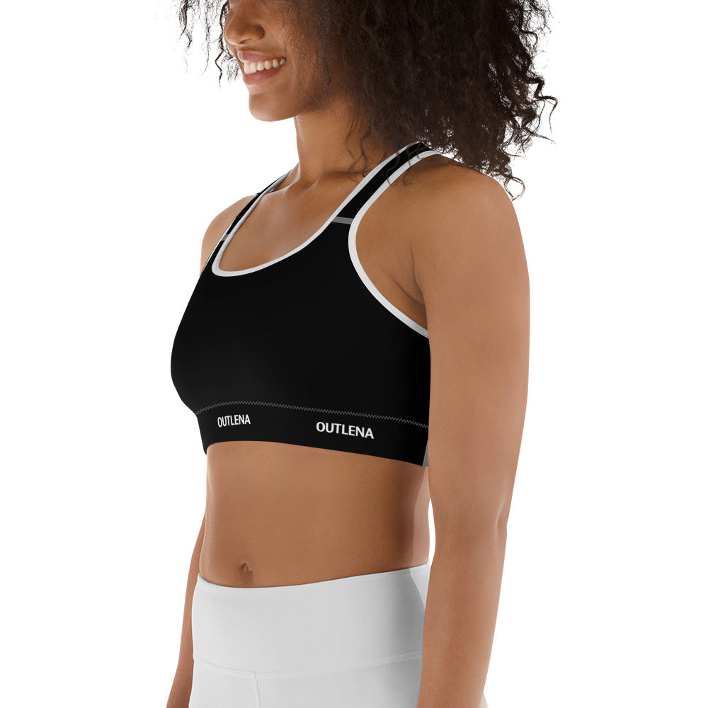 Elevate Contrast Sports Bra – Onyx Black