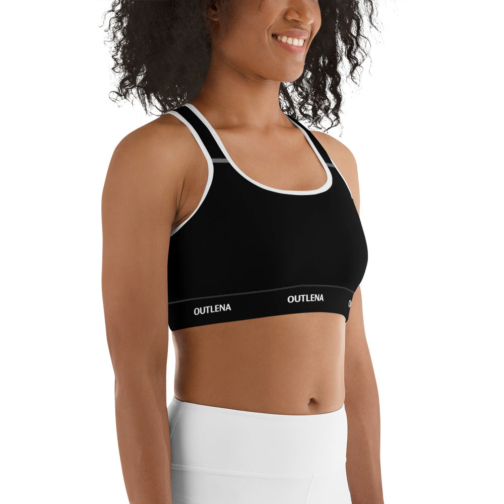 Elevate Contrast Sports Bra – Onyx Black