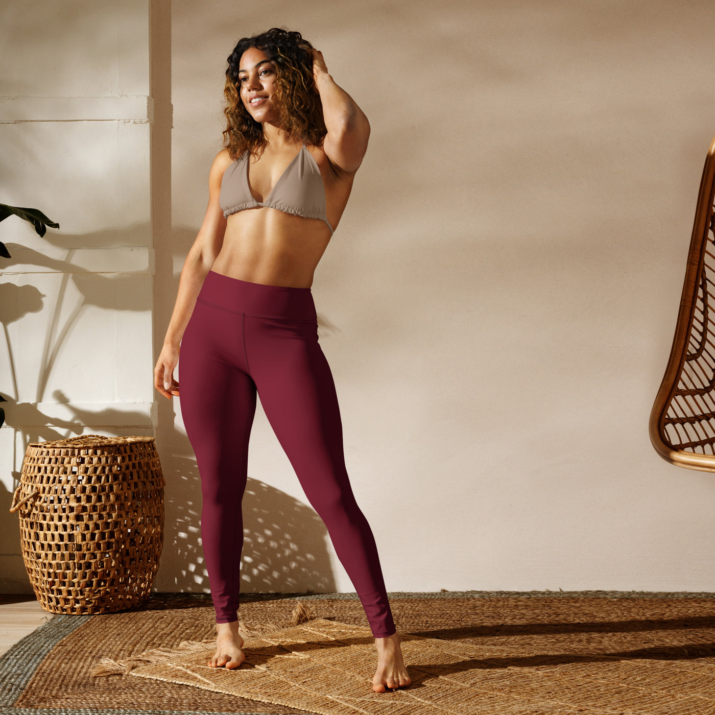 Elevate Recycled High-Waist Leggings – Cherry Burgundy