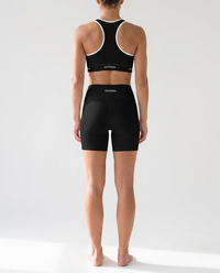 Model wearing Midnight Black Active Set — back view