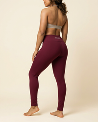 OUTLENA Elevate High-Waist Leggings Cherry Burgundy, back with OUTLENA logo