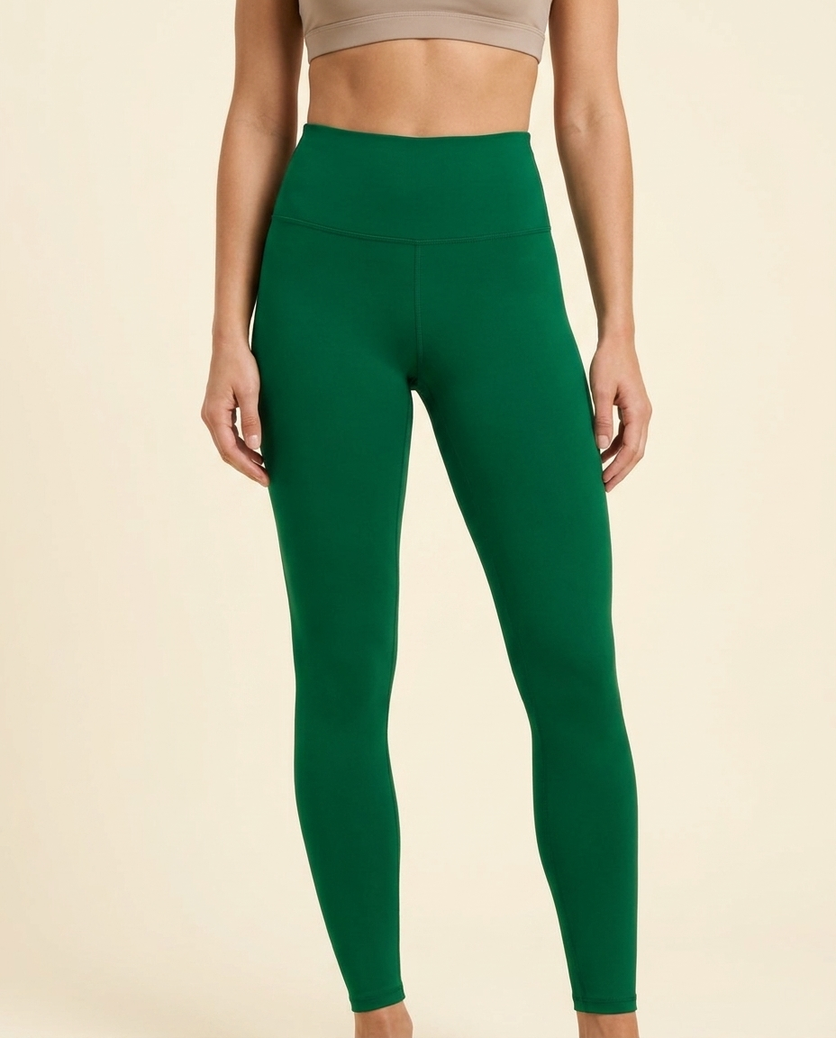 OUTLENA Elevate High-Waist Leggings Emerald Green, front on model